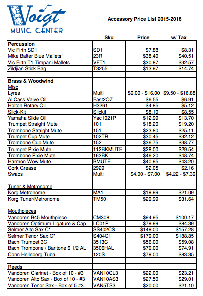 Price List 15-16 